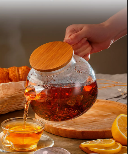 Чайник заварочный стеклянный 1000 мл с ситечком и крышкой (Термостойкость от -20°C до + 150°C)
