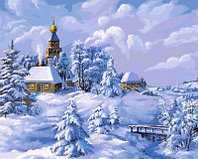 Картина по номерам БЕЛОСНЕЖКА Зима в деревне / 137-AB