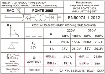 Инвертор сварочный Most PONTE 300S / 51MW300003 - фото 2 - id-p223745437