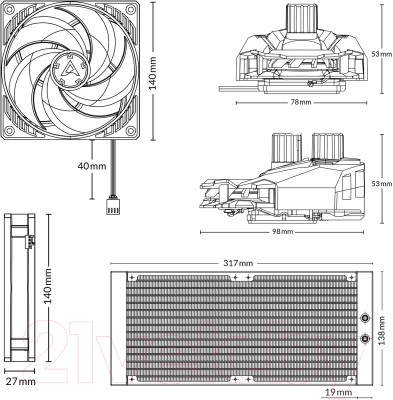 Кулер для процессора Arctic Cooling Liquid Freezer II 280 (ACFRE00066B) - фото 8 - id-p223747089