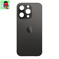 Задняя крышка (стекло) для Apple iPhone 15 Pro, цвет: черный (широкое отверстие под камеру)
