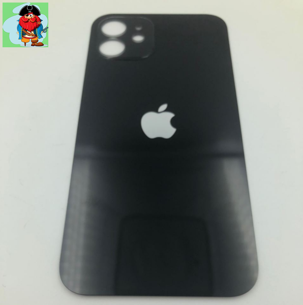 Задняя крышка (стекло) для Apple iPhone 12, цвет: черный (оригинал) (широкое отверстие под камеру) - фото 1 - id-p223753765
