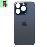 Задняя крышка (стекло) для Apple iPhone 15 Pro Max, цвет: синий (широкое отверстие под камеру)