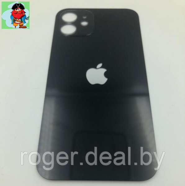 Задняя крышка (стекло) для Apple iPhone 12, цвет: черный (оригинал) (широкое отверстие под камеру) - фото 1 - id-p223754601