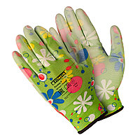 Перчатки «Для садовых работ», полиэстер, п/у покрытие с узором "МИКС 1" 8 (M) Fiberon