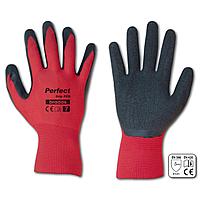 Перчатки PERFECT GRIP трикотажные с латексным покрытием, красные, размер 9