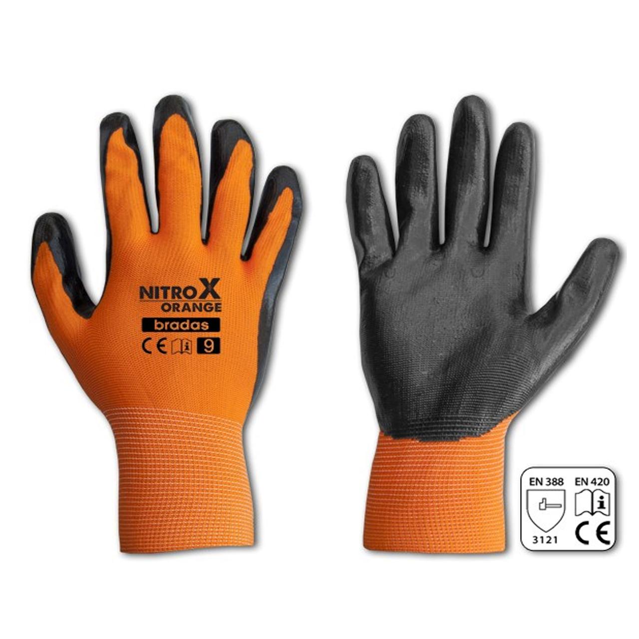 Перчатки Nitrox трикотажные с нитриловым покр., оранж., размер 10 - фото 1 - id-p223765518