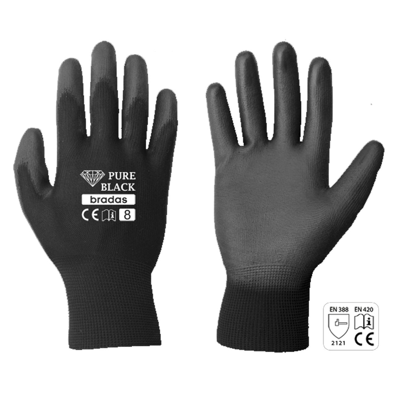 Перчатки PURE BLACK трикотажные с полиуретановым покрытием, черные, размер 10 - фото 1 - id-p223765533