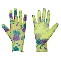 Перчатки защитные для рук PURE FLOXY с полиуретановым покрытием, цветочный узор, размер 7