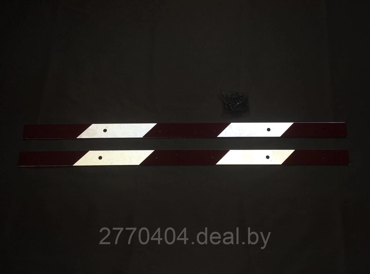 Пластина 52х3см (520х30мм) светоотражающая красно-белая планка для крепления резинового брызговика (2шт) - фото 2 - id-p223766342