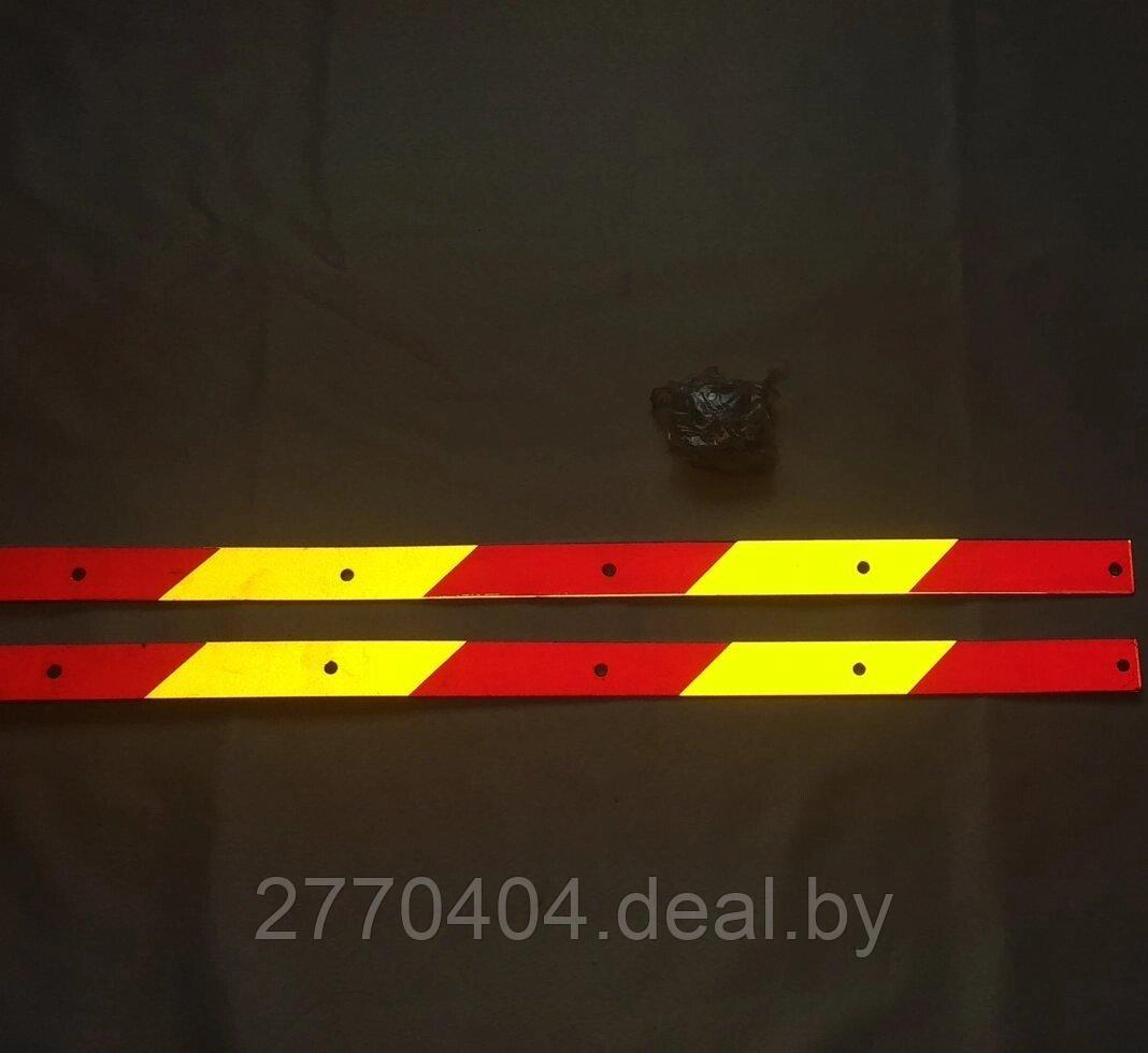 Пластина 120х3 см (1200х30мм) светоотражающая красно-желтая планка для крепления резинового брызговика (2шт) - фото 2 - id-p223766347