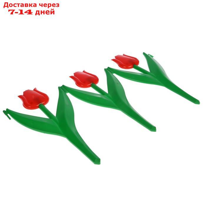 Ограждение декоративное, 30 × 225 см, 5 секций, пластик, красный цветок, "Тюльпан" - фото 2 - id-p223648694