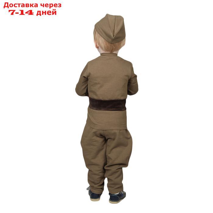 Костюм военного для мальчика: гимнастёрка, галифе, пилотка, трикотаж, хлопок 100%, рост 86 см, 1-2 года - фото 2 - id-p223648860