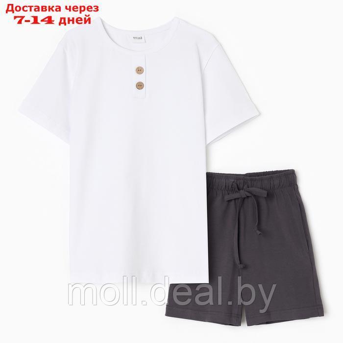 Комплект для мальчика (футболка, шорты) MINAKU цвет белый/графит, рост 122 - фото 7 - id-p223662438