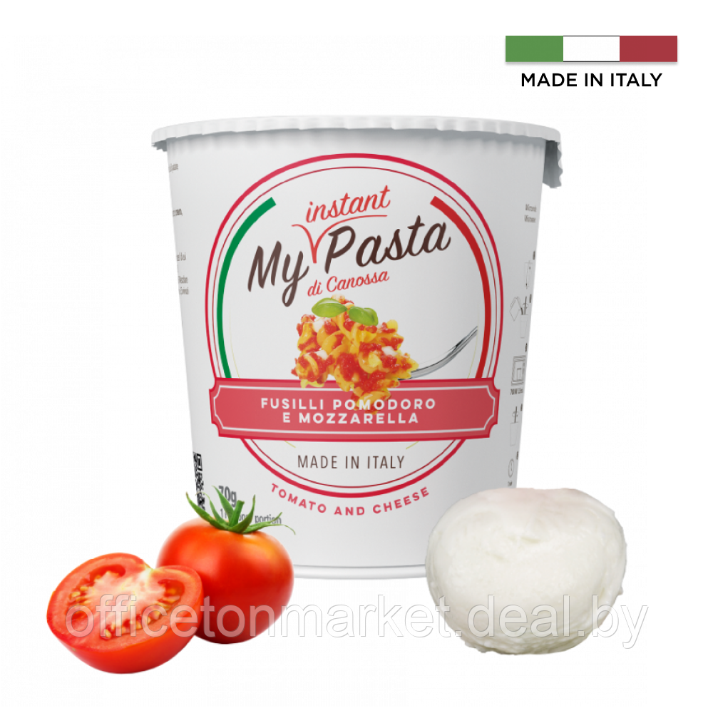 Паста фузилли "My instant pasta" с моцареллой и томатами, 70 г - фото 1 - id-p222979702