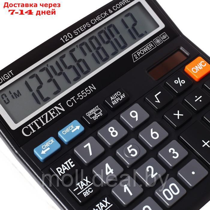 Калькулятор настольный 12-разрядный, Citizen "CT-500J", двойное питание, 128 х 130 х 34 мм, чёрный - фото 3 - id-p223667516