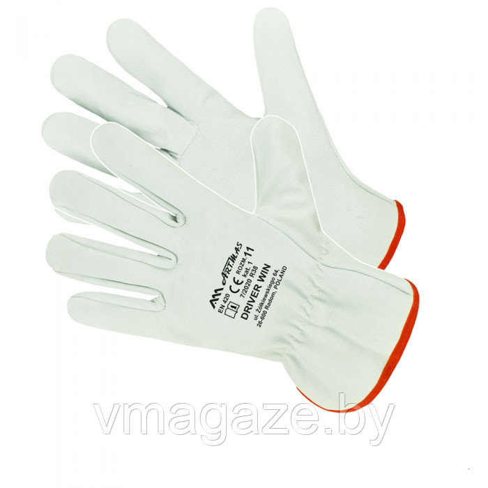 Перчатки защитные кожаные утепленные DRIVER WIN Art.Mas (цвет серый) - фото 1 - id-p223768516