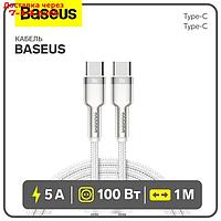 Кабель Baseus, Type-C - Type-C, 5 A, 100W, 1 м, белый