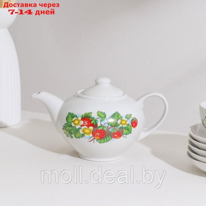 Сервиз чайный "Цветущая земляника", 14 предметов: чайник, сахарница, 6 чайных пар, фарфор - фото 3 - id-p223667616