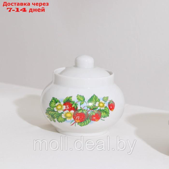 Сервиз чайный "Цветущая земляника", 14 предметов: чайник, сахарница, 6 чайных пар, фарфор - фото 5 - id-p223667616