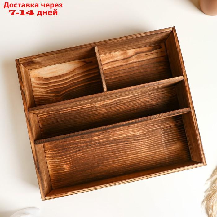Ящик деревянный 30×34.5×10 см подарочный комодик, брашированный - фото 3 - id-p223665952