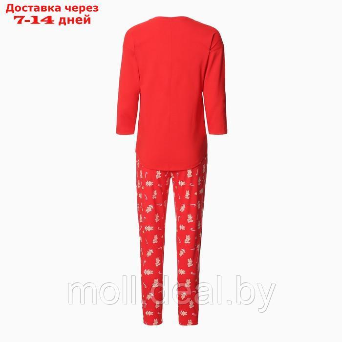 Комплект женский домашний (джемпер, брюки) Новый год, цвет красный, размер 52 - фото 2 - id-p223667623