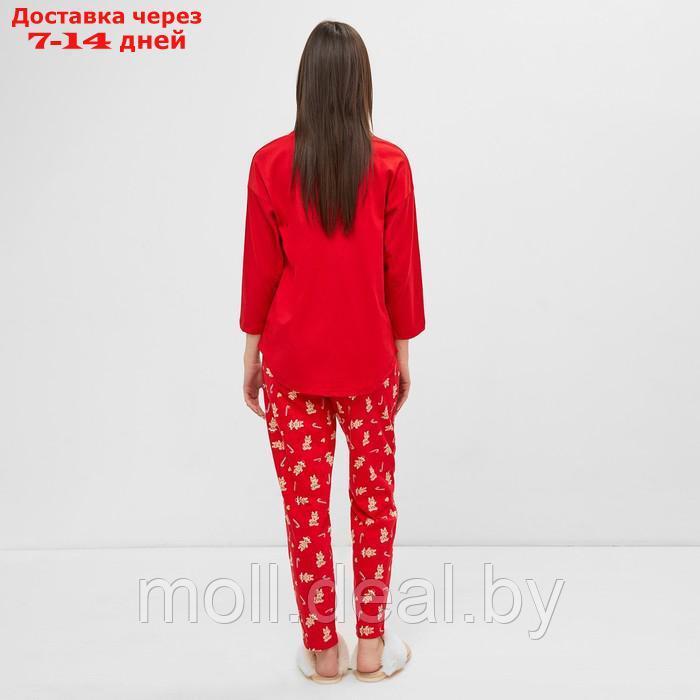Комплект женский домашний (джемпер, брюки) Новый год, цвет красный, размер 52 - фото 3 - id-p223667623