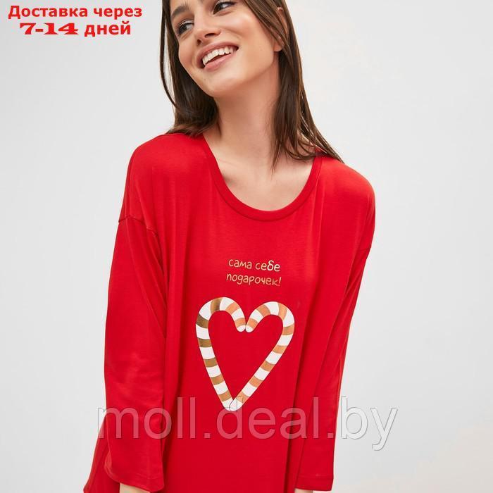 Комплект женский домашний (джемпер, брюки) Новый год, цвет красный, размер 52 - фото 4 - id-p223667623
