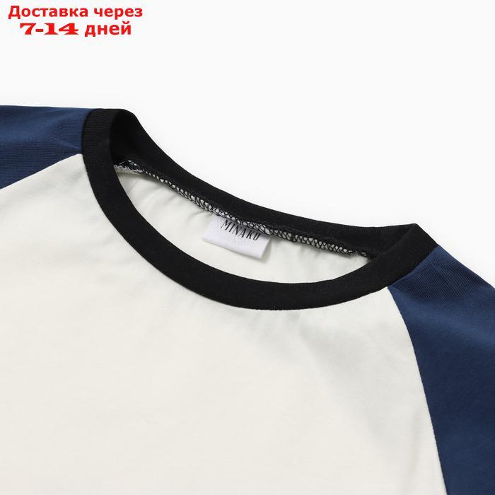 Комплект для мальчика (футболка и шорты) MINAKU, цвет экрю/синий, рост 146 см - фото 2 - id-p223643803