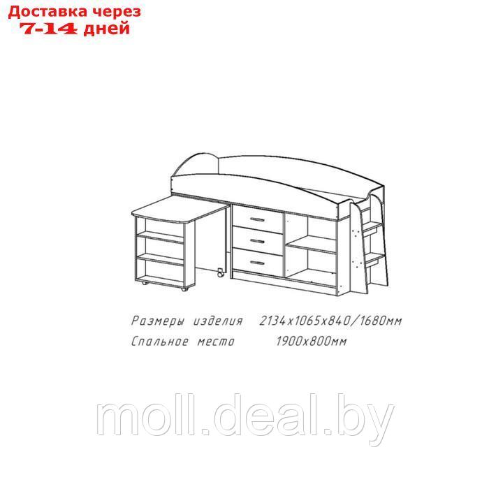 Кровать со шкафом и столом Каприз 12, 2134х840х1065, с/м 800*1900, Анкор белый - фото 2 - id-p223663517