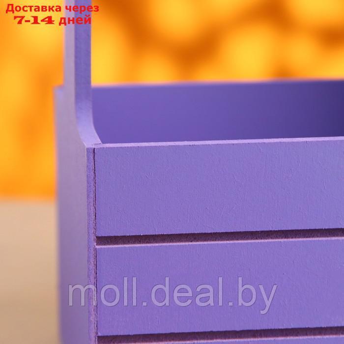 Набор кашпо деревянных 3 в 1 (29×18×33; 25×15×30; 21×12×23) "Аром", Фиолетовый - фото 5 - id-p223667969