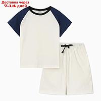 Комплект для мальчика (футболка и шорты) MINAKU, цвет экрю/синий, рост 140 см