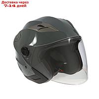 Шлем открытый с двумя визорами, размер L, модель - BLD-708E, серый глянцевый