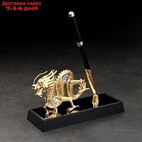 Ручка на подставке "Китайский дракон", с кристаллами