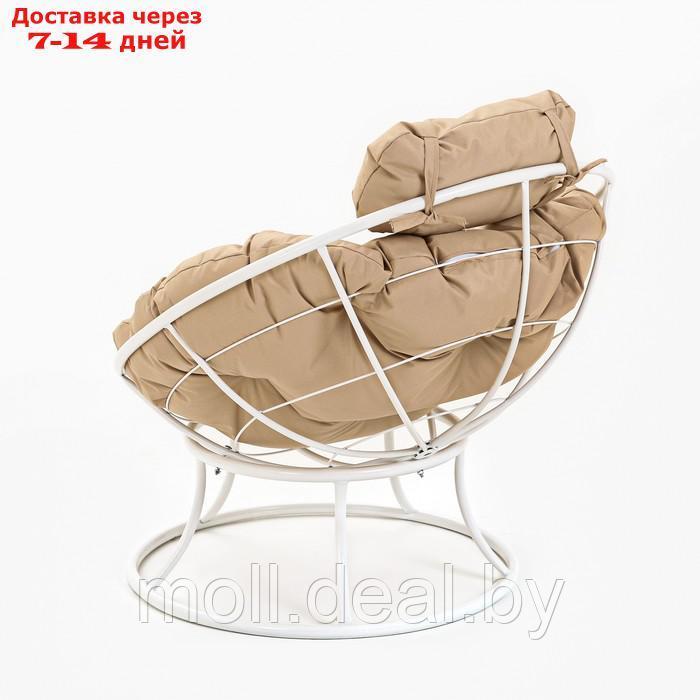 Кресло "Папасан" мини, с бежевой подушкой белое, 81х68х77см - фото 4 - id-p223664088