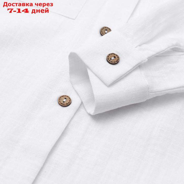 Рубашка для девочки KAFTAN Linen, р.30 (98-104 см) белый - фото 3 - id-p223643974