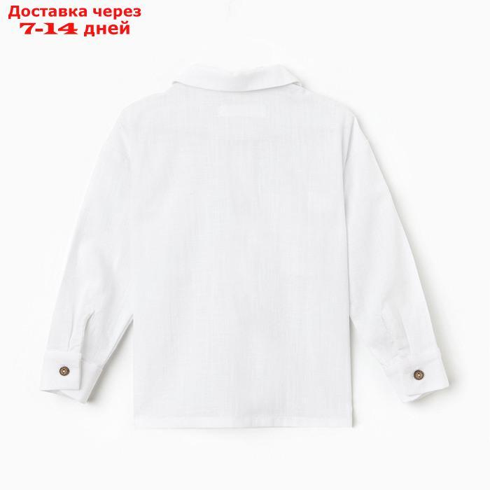 Рубашка для девочки KAFTAN Linen, р.30 (98-104 см) белый - фото 4 - id-p223643974
