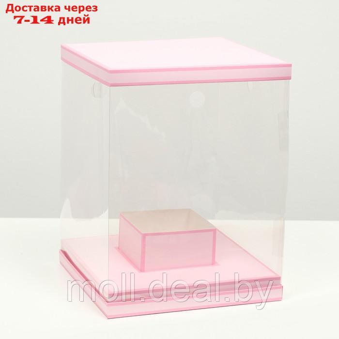 Коробка для цветов с вазой и PVC окнами складная, розовый, 23 х 30 х 23 см - фото 2 - id-p223648651