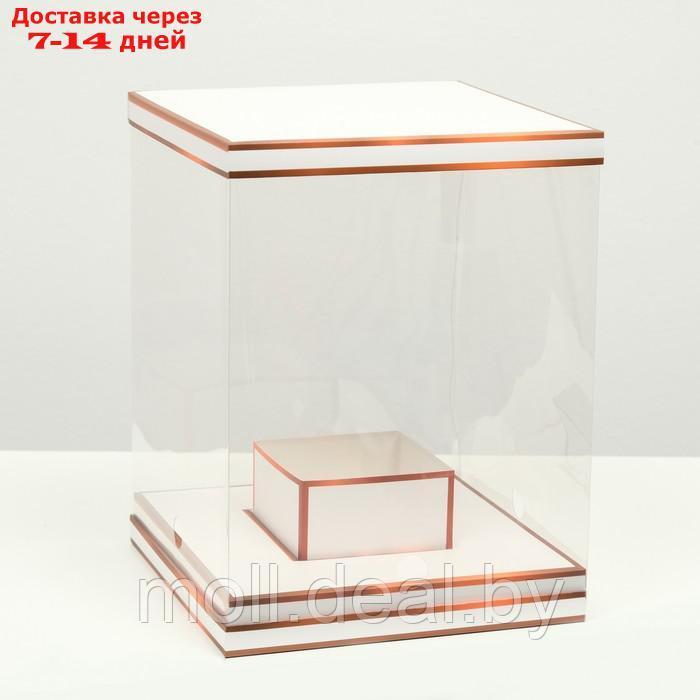 Коробка для цветов с вазой и PVC окнами складная, бронза, 23 х 30 х 23 см - фото 2 - id-p223648652