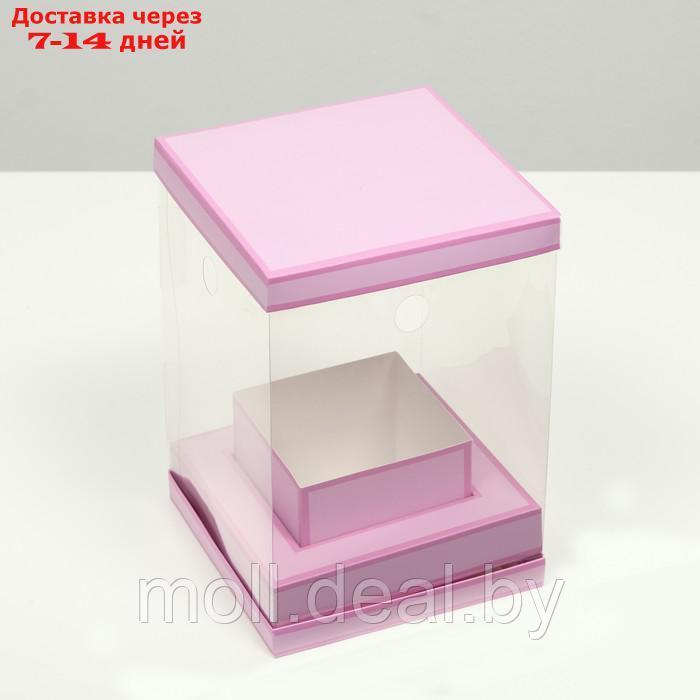 Коробка для цветов с вазой и PVC окнами складная, сиреневый, 16 х 23 х 16 см - фото 3 - id-p223648653