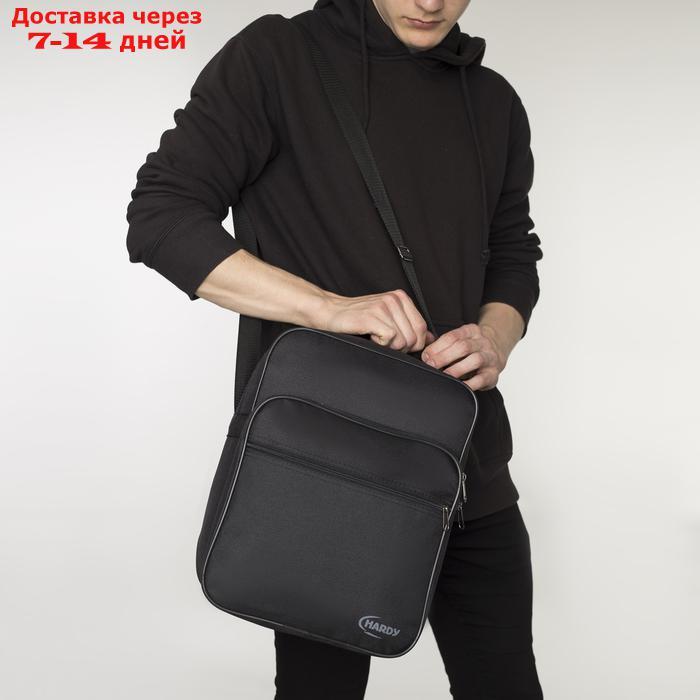 Сумка мужская, 2 отдела на молниях, 2 наружных кармана, регулируемый ремень, цвет чёрный - фото 7 - id-p223663266