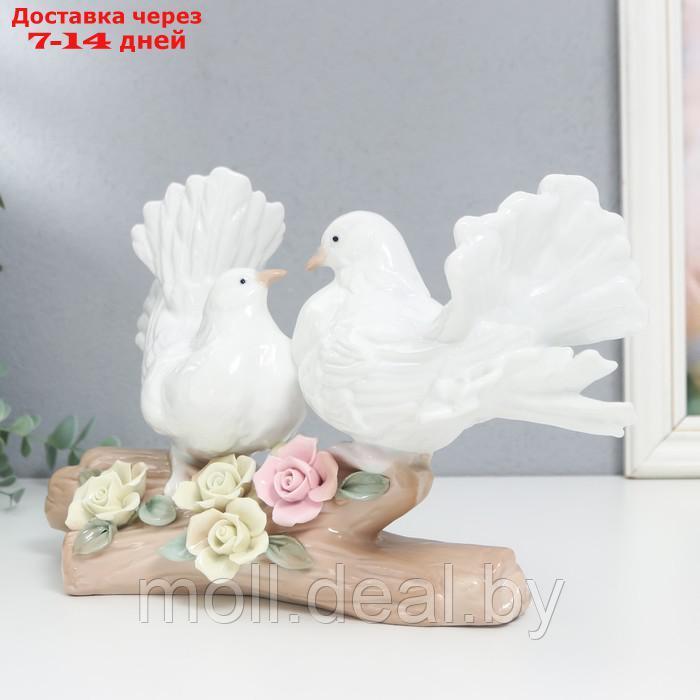 Сувенир керамика "Два голубя на ветке с цветами" 28 см - фото 3 - id-p223648848