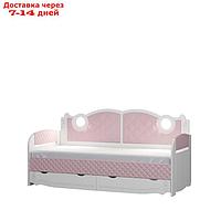 Кровать-тахта с подсветкой "Розалия №900.4", 2000 × 900 мм, цвет лиственница белая/розовый