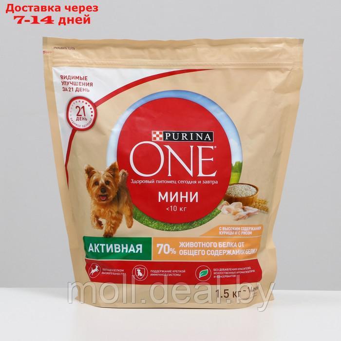Сухой корм Purina One mini "Активная" для собак мелких пород, курица/рис, 1,5 кг - фото 1 - id-p223648856