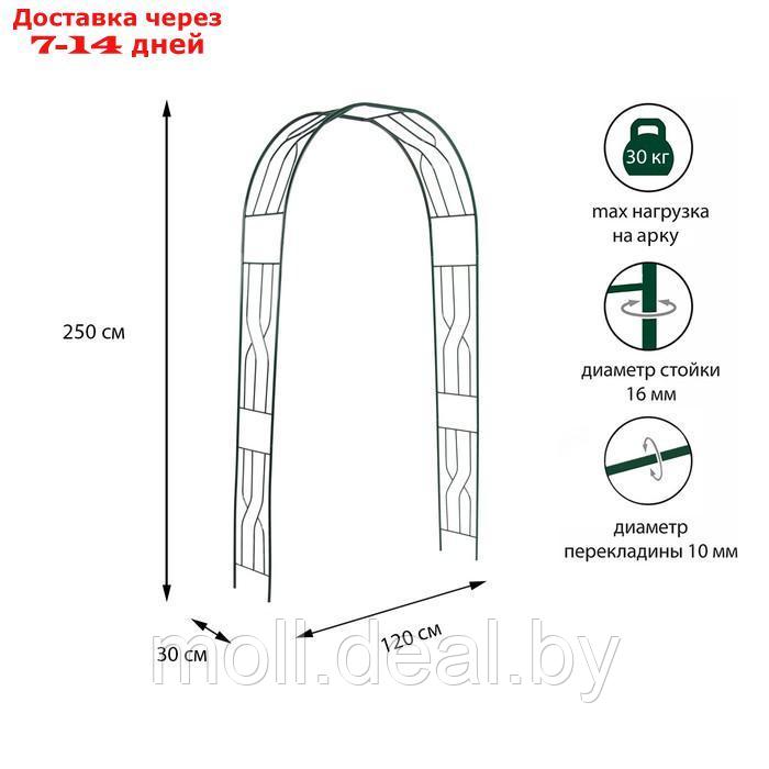 Арка садовая, разборная, 250 × 120 × 30 см, металл, зелёная - фото 1 - id-p223664856
