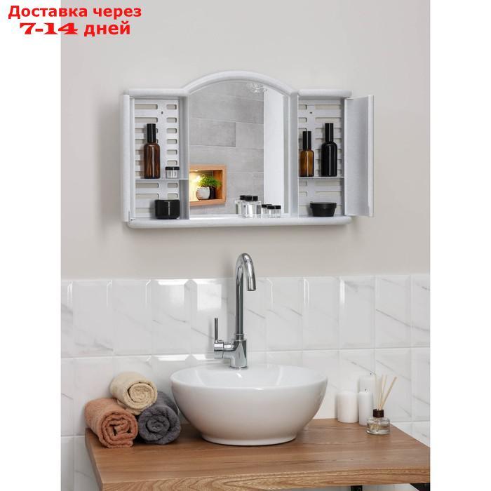 Шкафчик зеркальный для ванной комнаты "Арго", цвет белый мрамор - фото 2 - id-p223664041