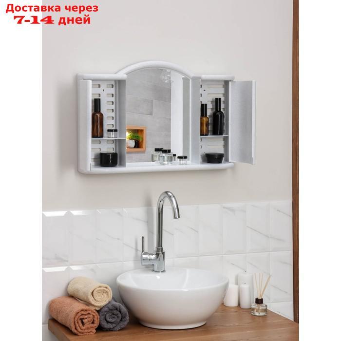 Шкафчик зеркальный для ванной комнаты "Арго", цвет белый мрамор - фото 10 - id-p223664041