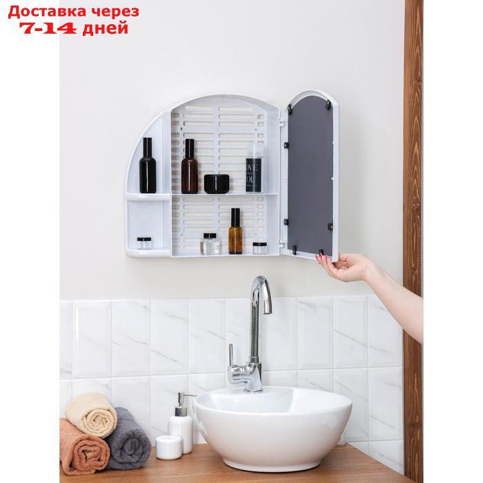 Шкафчик для ванной комнаты c зеркалом "Орион", цвет белый мрамор - фото 10 - id-p223664044