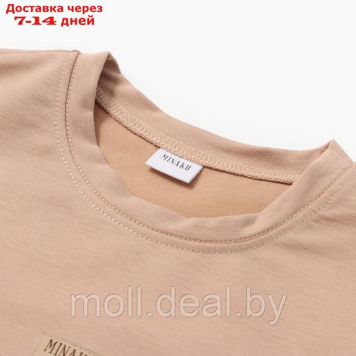 Костюм для девочки (футболка, шорты) MINAKU цвет бежевый/ пыльно-сиреневый, рост 140 см - фото 2 - id-p223665032