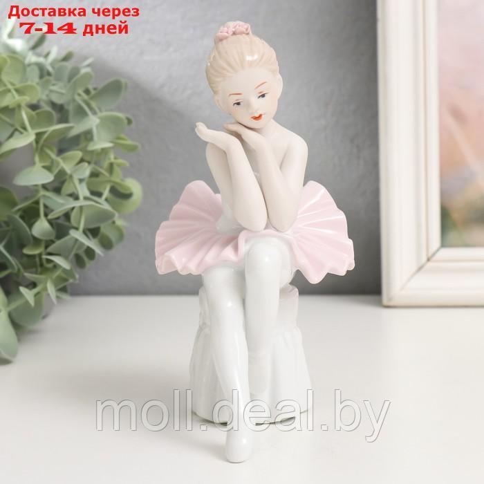 Сувенир керамика "Малышка-балерина в пачке с розовой юбкой на пуфе" 15х10,5х7,5 см - фото 2 - id-p223665039